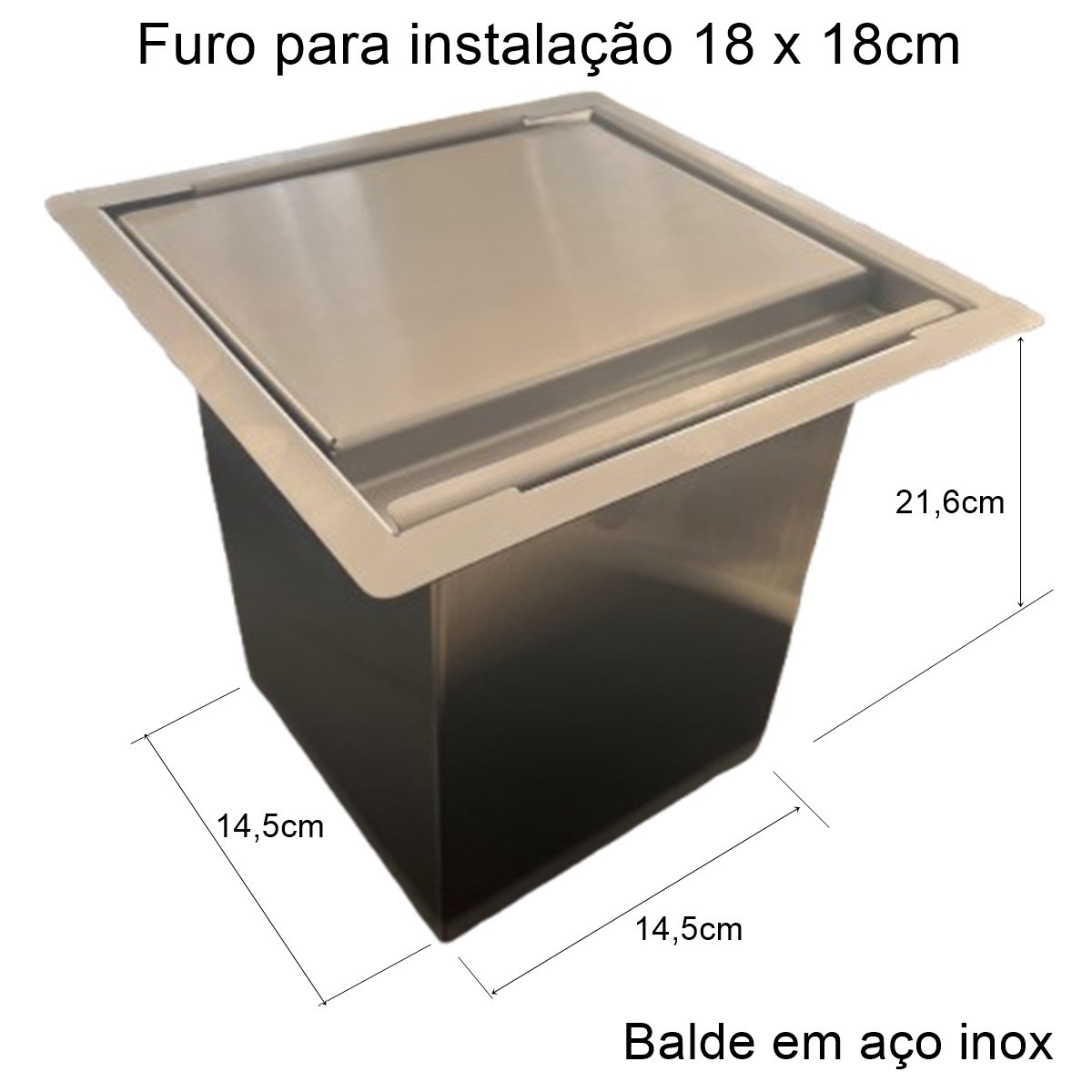 Lixeira Quadrada Inox 4 Litros Com Tampa ...