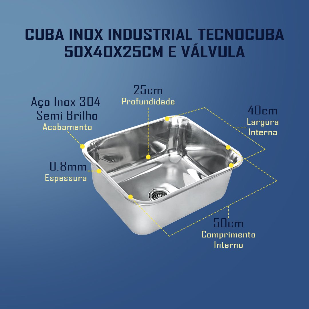 Cuba Inox Industrial Tecnocuba 50x40x25cm...
